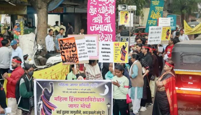 अत्याचाराच्या विरोधात महिला जागर समितीच्या मोर्चाला उत्स्फूर्त प्रतिसाद
