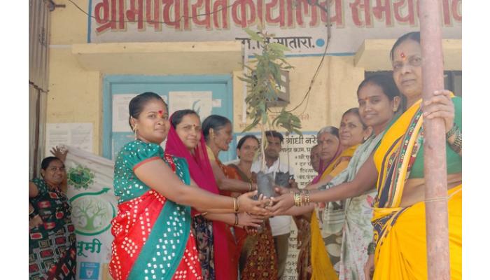 समर्थ गावाची माझी वसुंधरा अभियानाने वेगळी ओळख; रोपट्याचे वाण वाटप