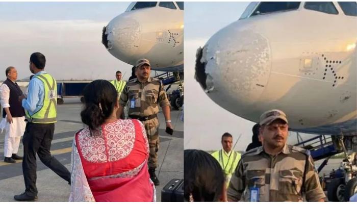 खराब हवामानामुळे विमानाच्या पुढच्या भागाचं मोठं नुकसान