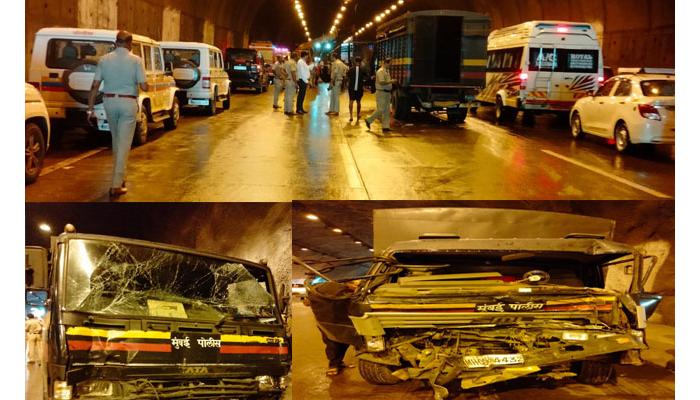 मुंबई-पुणे एक्सप्रेस-वे वर पोलिसांच्या 19 वाहनांचा मोठा अपघात