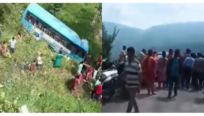 मंडीमध्ये एचआरटीसी बसचा भीषण अपघात