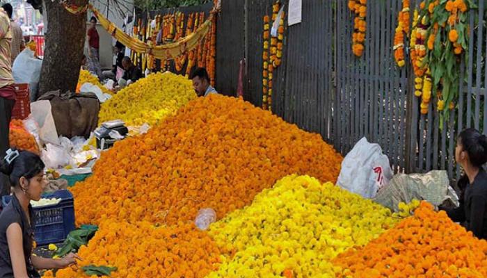 नवरात्रौत्सवासाठी फुलबाजार तेजीत