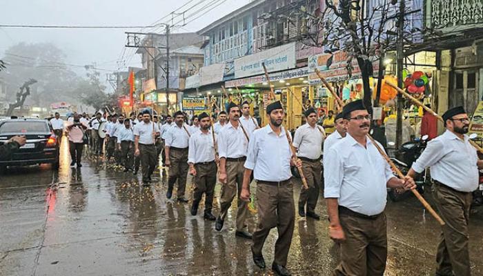 पाचगणीमध्ये राष्ट्रीय स्वयंसेवक संघाचे संचलन