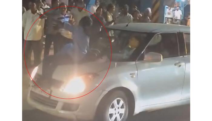 कराड-पाटण मार्गावर रात्री मद्यधुंद तरुणीचा धिंगाणा; चालत्या कारच्या बॉनेटवर बसून जीवघेणा स्टंट; व्हिडिओ व्हायरल