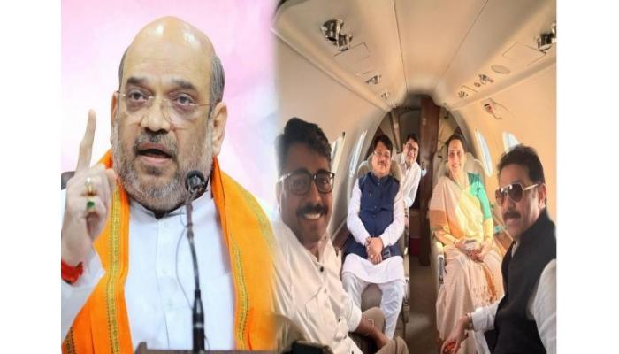 चार्टर्ड प्लेनमधील भाजप नेत्यांच्या विमानातील सेल्फीनं अमित शाह संतापले; देवेंद्र फडणवीसांनीही सुनावले