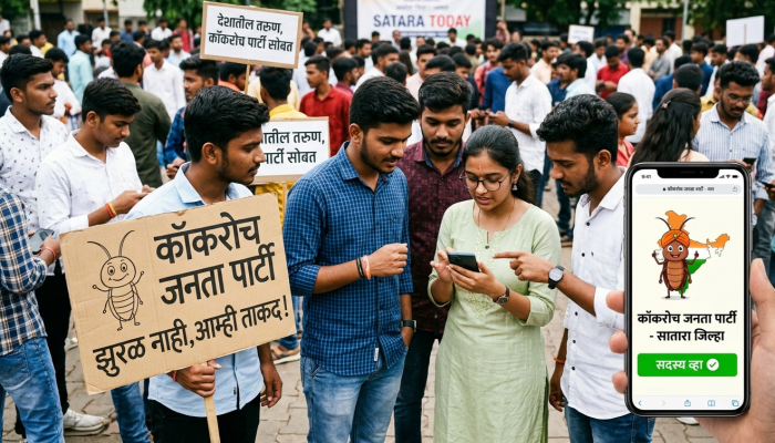 कॉकरोच जनता पार्टीला सातारा जिल्ह्यात प्रचंड प्रतिसाद; हजारो युवकांनी घेतले ऑनलाइन सदस्यत्व