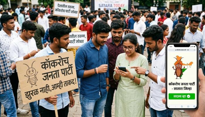 कॉकरोच जनता पार्टीला सातारा जिल्ह्यात प्रचंड प्रतिसाद; हजारो युवकांनी घेतले ऑनलाइन सदस्यत्व
