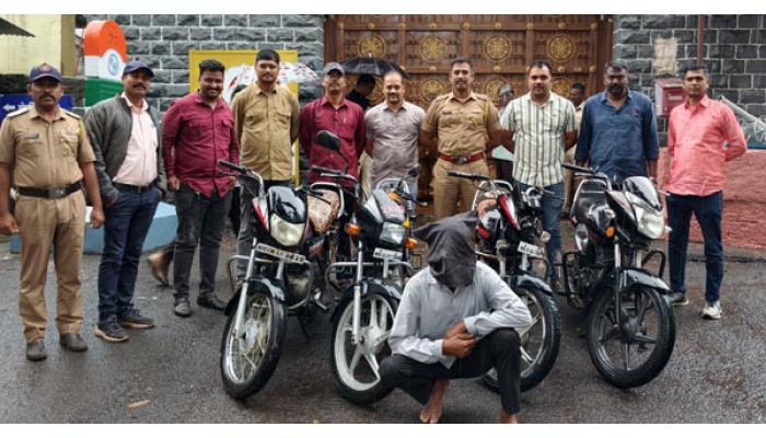 वाढे फाटा येथे सराईत मोटारसायकल चोर जेरबंद; चोरीच्या चार दुचाकी सातारा शहर पोलिसांकडून हस्तगत