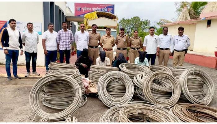 इलेक्ट्रिक पोलवरील तारा चोरणारी टोळी गजाआड; सातारा एलसीबी आणि पुसेगाव पोलिसांची संयुक्त कारवाई; 11 लाख 43 हजारांचा मुद्देमाल हस्तगत