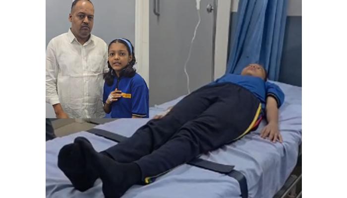 आप्पासाहेब पाटील इंग्लिश मीडियम स्कूलमध्ये अंगावर ग्रील पडून विद्यार्थिनी जखमी, घटना घडल्यानंतर शाळेने जबाबदारी झटकली ; प्राचार्यांवर कारवाईची पालकांची मागणी