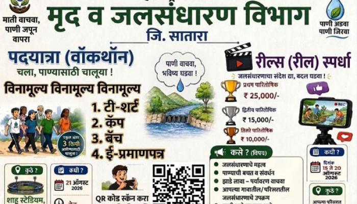 मृद व जलसंधारण विभागातर्फे भव्य वॉकथॉन आणि रील्स स्पर्धेचे साताऱ्यात आयोजन; नागरिकांनी सहभागी होण्याचे आवाहन