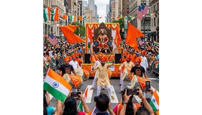 फेडेरेशन ऑफ इंडियन असोशिएशन्सच्यावतीने छत्रपती शिवरायांची न्यूयॉर्कमध्ये मिरवणूक; इंडीया डे परेडमध्ये किर्तीरथ सातासमुद्रापार
